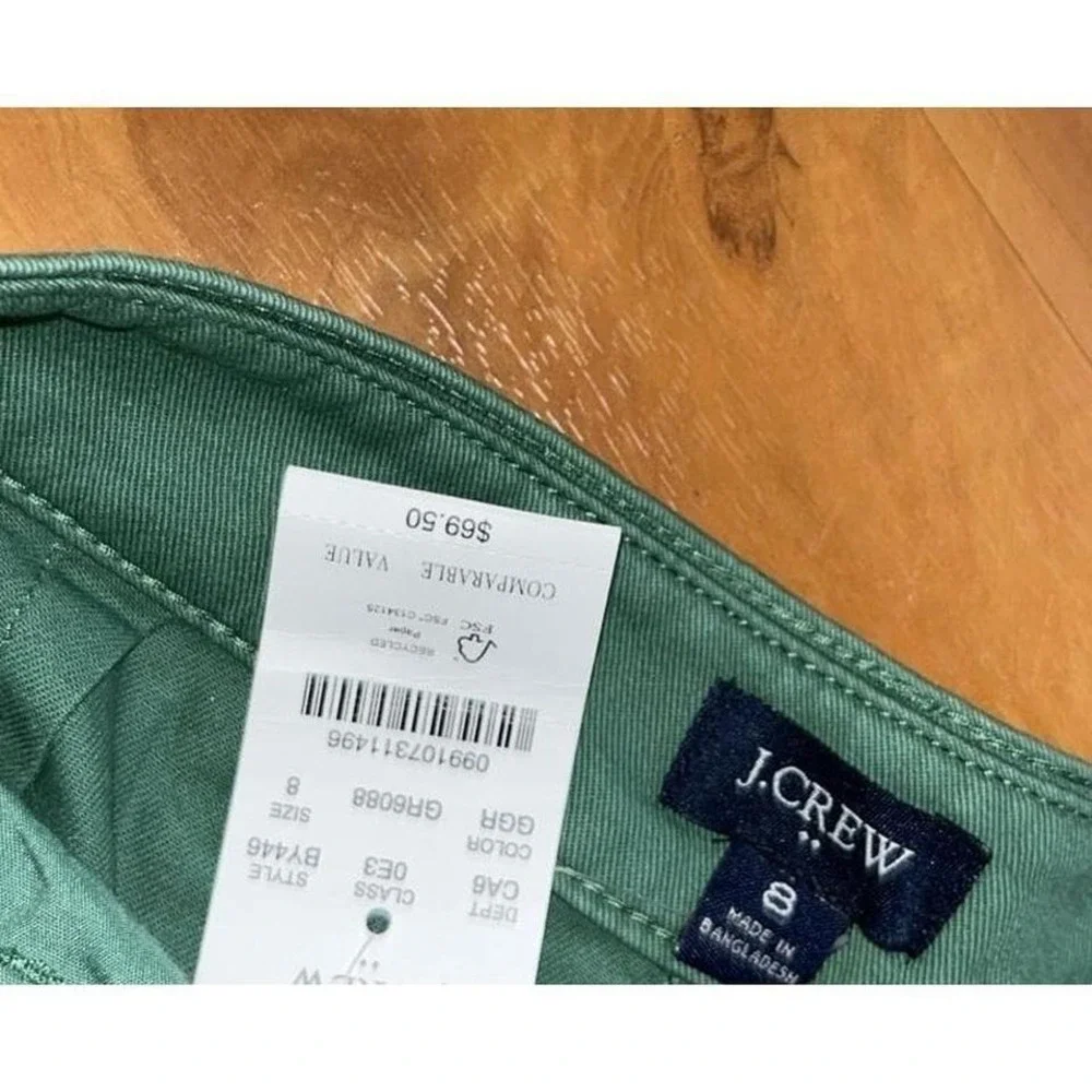 Womens  NWT J.Crew Factory Pleated Green‎ Casual Cotton Chino Shorts